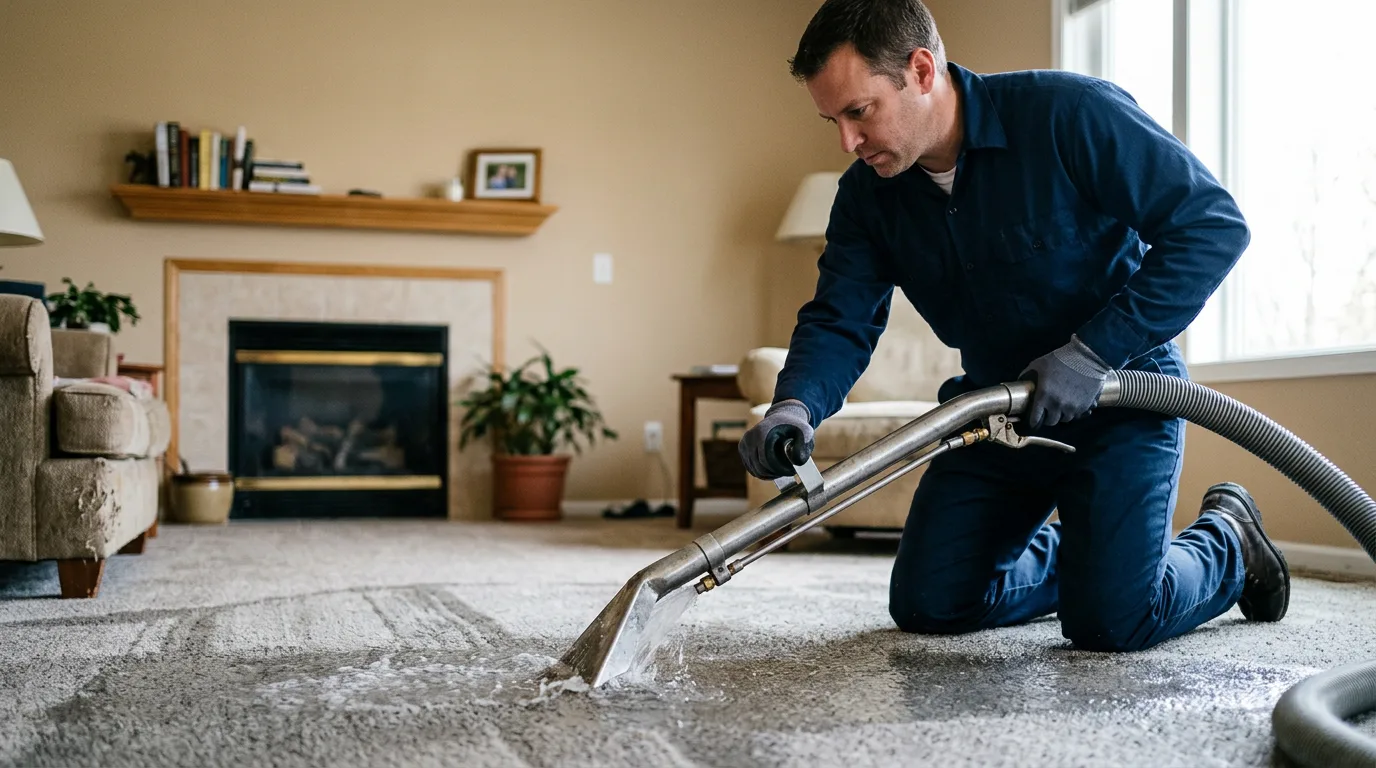 Water damage restoration technician working near Concho, AZ